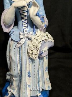 LARGE Pair Antique FRENCH PORCELAIN Man Woman Figurines Statues SIGNED 14.5