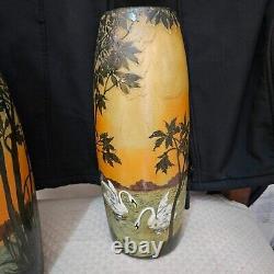 LEGRAS Large Pair Of Antique French Vases Signed Legras