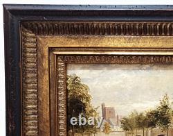 LISTED ANTIQUE ENGLISH WALTER W GODDARD SIGNED ORIG O/C RIVERSCAPE w FIGURES