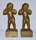 Loise H. Wilder Vintage Pair Of Antique Bronzed Infant Girl Bookends Signed