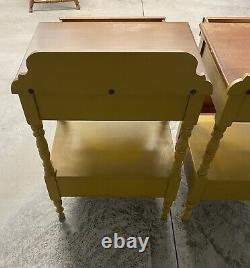 Lambert Hitchcock Signed Pair of Side End Tables Nightstands / L. Hitchcock