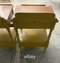 Lambert Hitchcock Signed Pair of Side End Tables Nightstands / L. Hitchcock