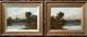 Large Pair Of Oil Paintings In Heavy Gilt Frames English Country Scenes Signed