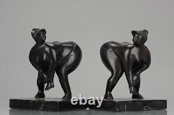 Large Pair of Bronze Bookstand Ladies Signed on the base Michael