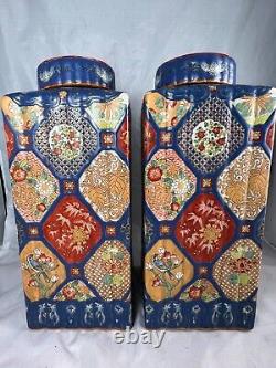 Large SIGNED 13 Impressive Pair Antique Chinese Porcelain Vases Jars Pots