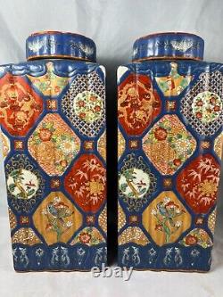 Large SIGNED 13 Impressive Pair Antique Chinese Porcelain Vases Jars Pots