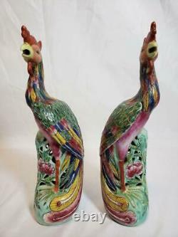 Late 19th C. Or Early 20th C. A Pair Chinese Porcelain Phoenix Birds With Sign