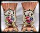 Limoges Vases Mantle Vase 2 Pink Pair Hand Painted Signed Antique