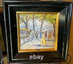 Listed Artist A. Maresca Vintage Paris Painting on Tile, Framed Pair From 1950's
