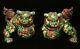 Lot Pair Big Chinese Foo Dog Statues Figurines Signed Made In Japan Unique Color