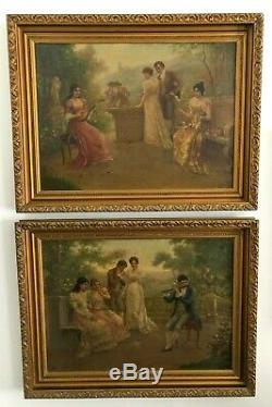 Louis Doret Beautiful & Rare Matching Pair 19thC Finely Done Oil Paintings