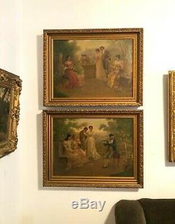 Louis Doret Beautiful & Rare Matching Pair 19thC Finely Done Oil Paintings