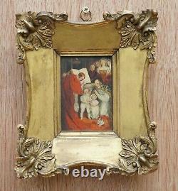 Lovely Pair Of 17th Century Small Oil Paintings Original Oversized Frames Signed