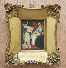Lovely Pair Of 17th Century Small Oil Paintings Original Oversized Frames Signed
