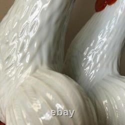 Lovely Pair of Large Chinese Rooster Figurines Signed