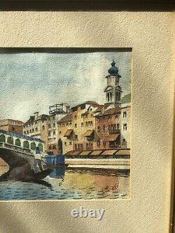 Lovely Vintage Pair Signed Venetian Watercolors