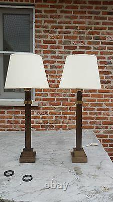 MID Century Lamp Pair Messing Signed Jean Charles Maison Charles Jansen Rizzo