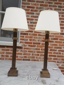 MID Century Lamp Pair Messing Signed Jean Charles Maison Charles Jansen Rizzo