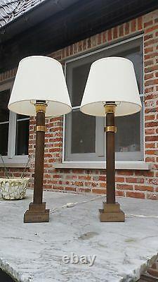 MID Century Lamp Pair Messing Signed Jean Charles Maison Charles Jansen Rizzo