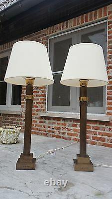 MID Century Lamp Pair Messing Signed Jean Charles Maison Charles Jansen Rizzo