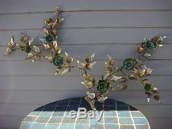 MID Century Wall Art Bronze Ceramic Sculpture Pair Flower Signed Airco