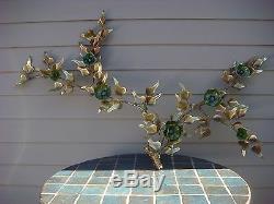 MID Century Wall Art Bronze Ceramic Sculpture Pair Flower Signed Airco