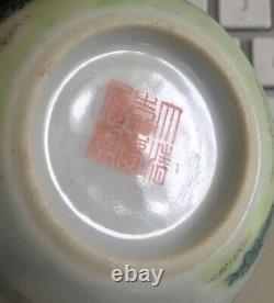 MIRROR PAIR OF JIAQING SIGNED antique porcelain TITLE VERSE CHINESE WINE CUPS