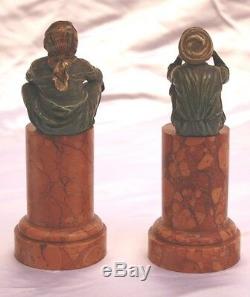 Magnificent 1900 Pair Of Bergman Orienatalism, Austrian Bronze On Marble Signed