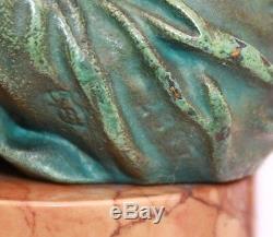 Magnificent 1900 Pair Of Bergman Orienatalism, Austrian Bronze On Marble Signed