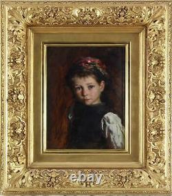 Marie (Mizzi) Wunsch Fine Pair Antique Genre Oil Painting Portrait Children