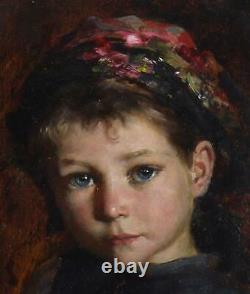 Marie (Mizzi) Wunsch Fine Pair Antique Genre Oil Painting Portrait Children