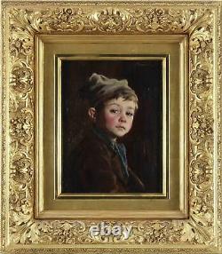 Marie (Mizzi) Wunsch Fine Pair Antique Genre Oil Painting Portrait Children