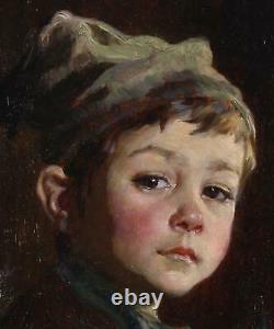 Marie (Mizzi) Wunsch Fine Pair Antique Genre Oil Painting Portrait Children