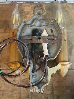 Markel Electric Products Iron Wall Lamp Light Sconce Signed 1927 Ornate Candle