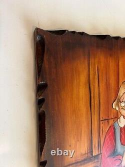 Martha Original Oil Painting on Wood, Old Couple Praying, Signed, 15 x 20