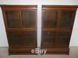 Match Pair Of Stackable Quarter Sawn Signed Danner Bookcases With Drawers
