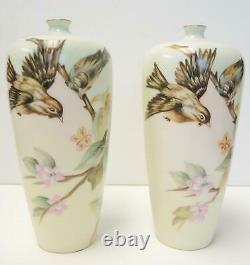 Matched Pair of Antique Hand Painted Rosenthal Vases Artist Signed 1918