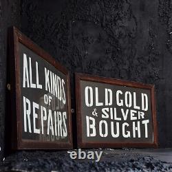 Matched Pair of Edwardian Milk Glass Shop Signs