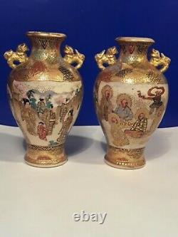 Matching Pair of Early Meiji Satsuma Vases Signed