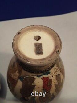 Matching Pair of Early Meiji Satsuma Vases Signed