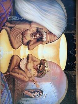 Mexico 3-D Illusionist Skeleton/Old Couple Octavio Ocampo 1989 Print Wood Frame