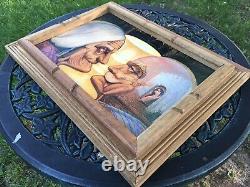 Mexico 3-D Illusionist Skeleton/Old Couple Octavio Ocampo 1989 Print Wood Frame