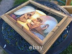 Mexico 3-D Illusionist Skeleton/Old Couple Octavio Ocampo 1989 Print Wood Frame