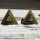 Midcentury Signed Pair Castillo Brass Malachite Inlaid Pulls Handles-rare Unused