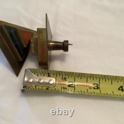 Midcentury Signed Pair Castillo Brass Malachite Inlaid Pulls Handles-Rare Unused