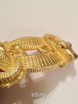 Mimi di N Vintage Signed Gold Tone Large Pair Alligator Crocodile Belt Buckle