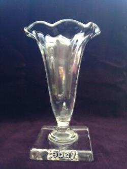 Mint Pair Vintage Steuben Crystal Frederick Carder 1948 Cornucopia Vases