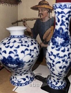 Mint VTG RARE Imported Pair Of JINGDE PORCELAIN ART SIGNED BLUE CHINESE