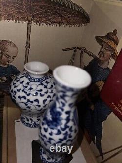 Mint VTG RARE Imported Pair Of JINGDE PORCELAIN ART SIGNED BLUE CHINESE