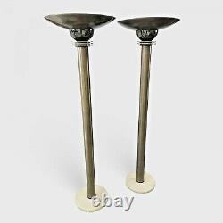 Monumental Pair of Signed And Dated, Walter Prosper Torchieres Floor Lamps